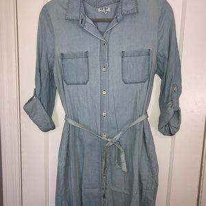 Denim long sleeve button up dress